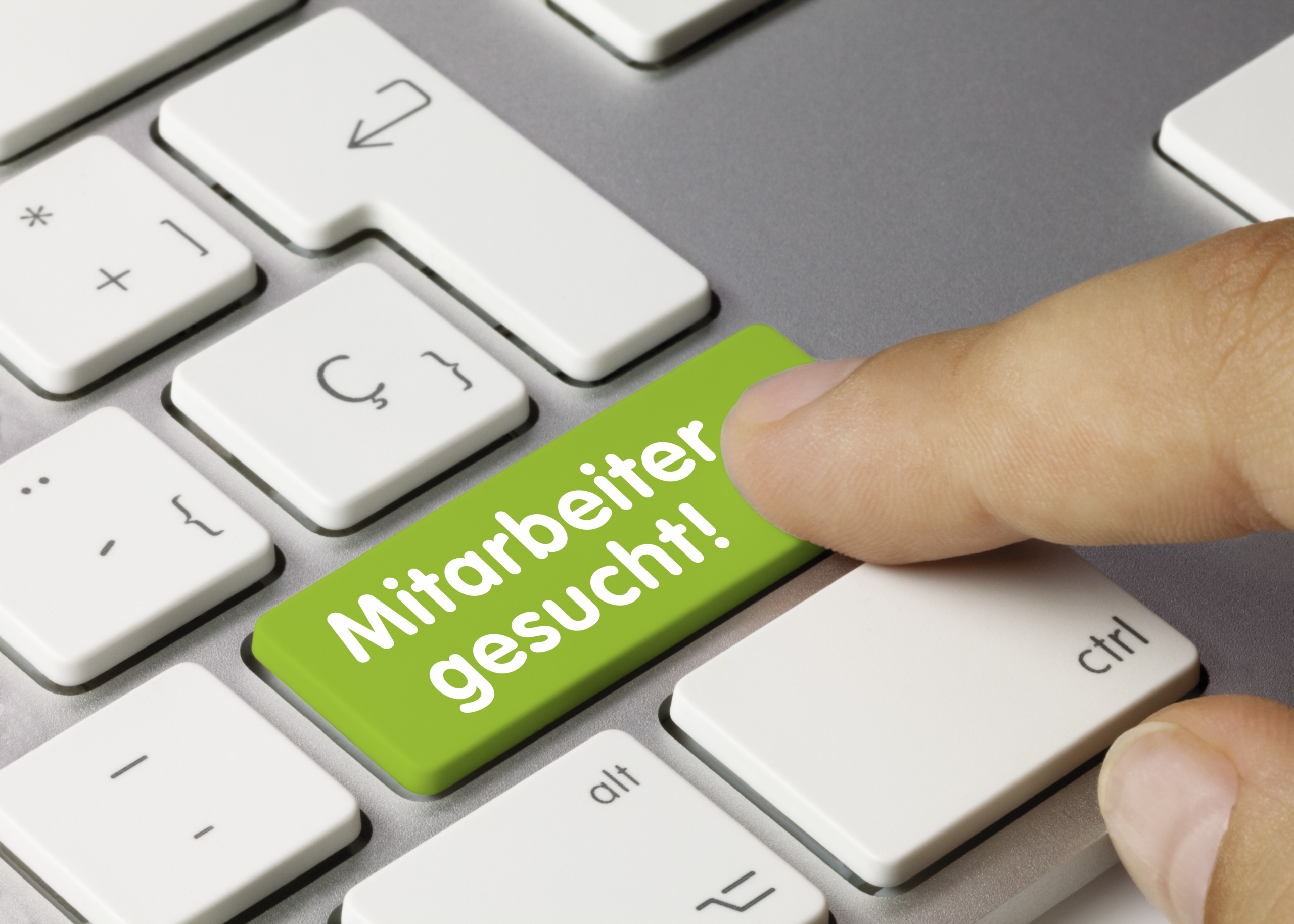 Tastatur - grüne-Taste Mitarbeiter gesucht